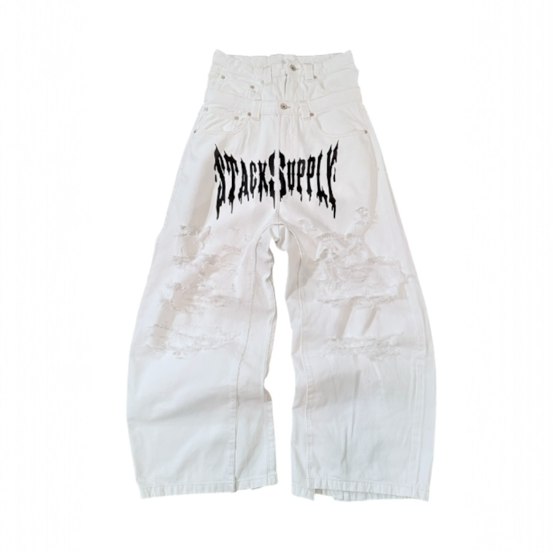WHITE WASHED DISTRESSED DENIM