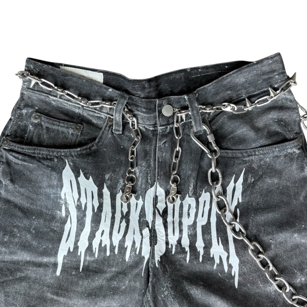 DEATH STAIN DENIM SHORTS