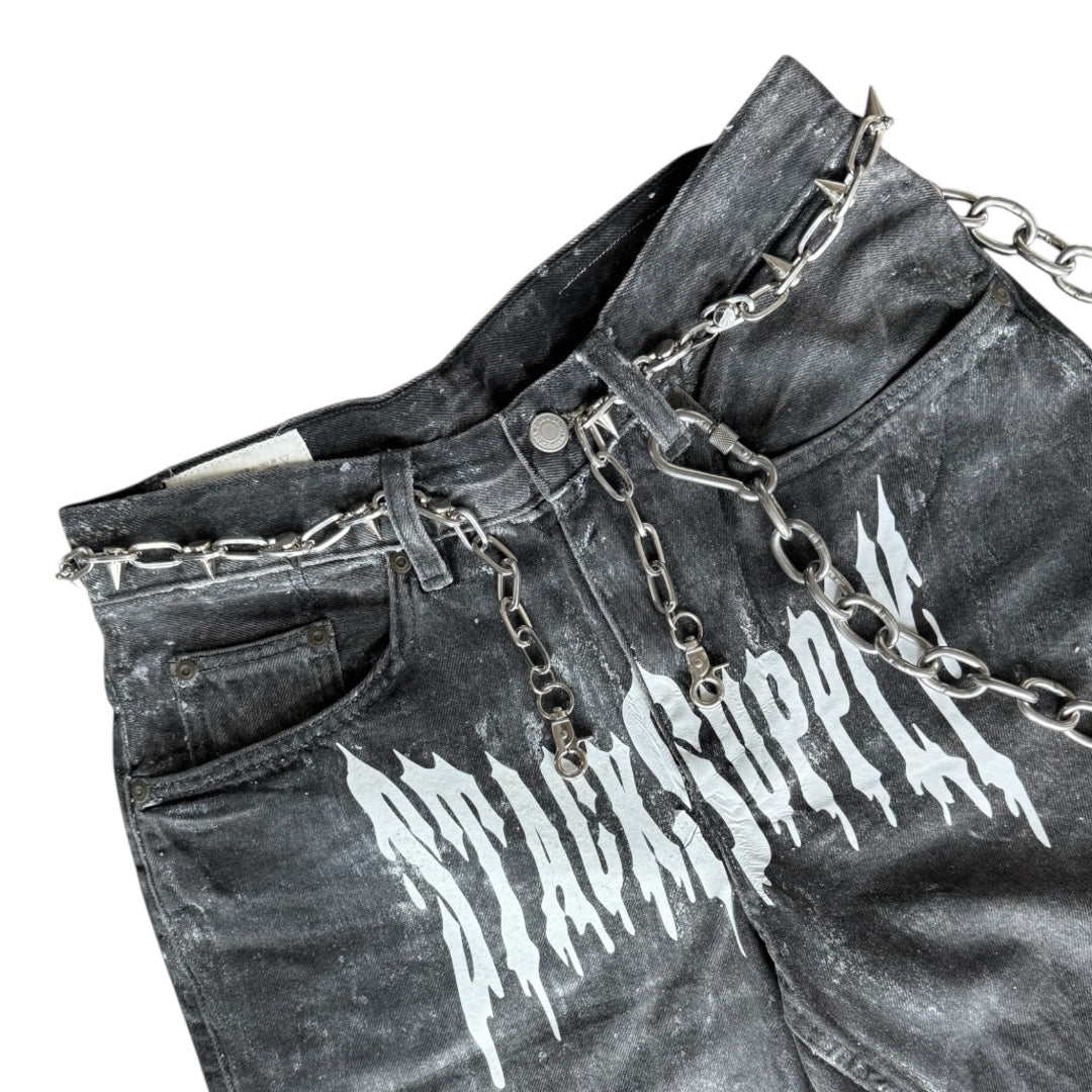DEATH STAIN DENIM SHORTS