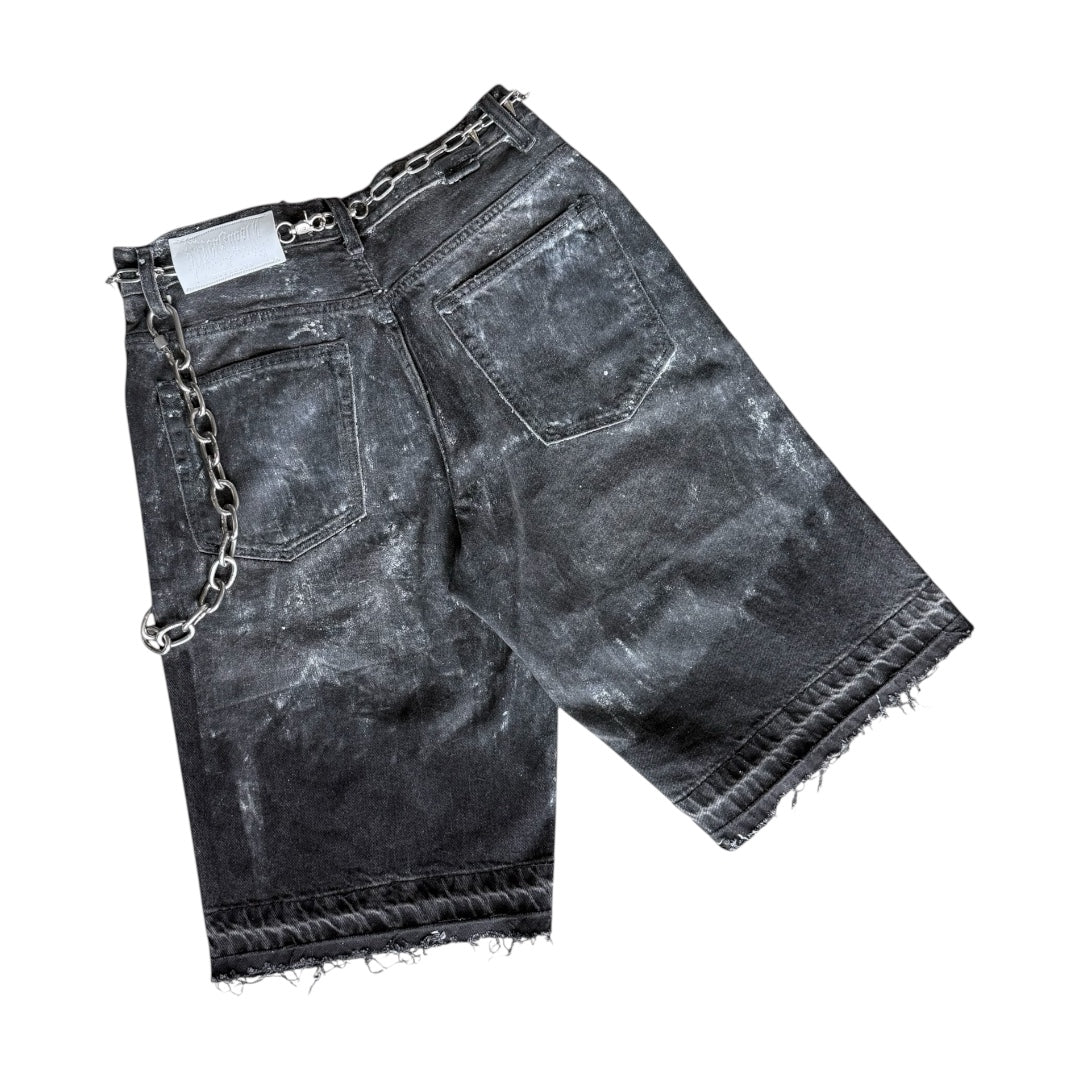 DEATH STAIN DENIM SHORTS