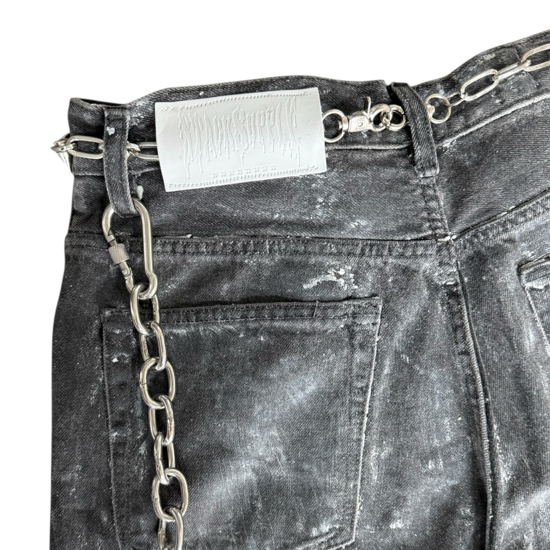 DEATH STAIN DENIM SHORTS