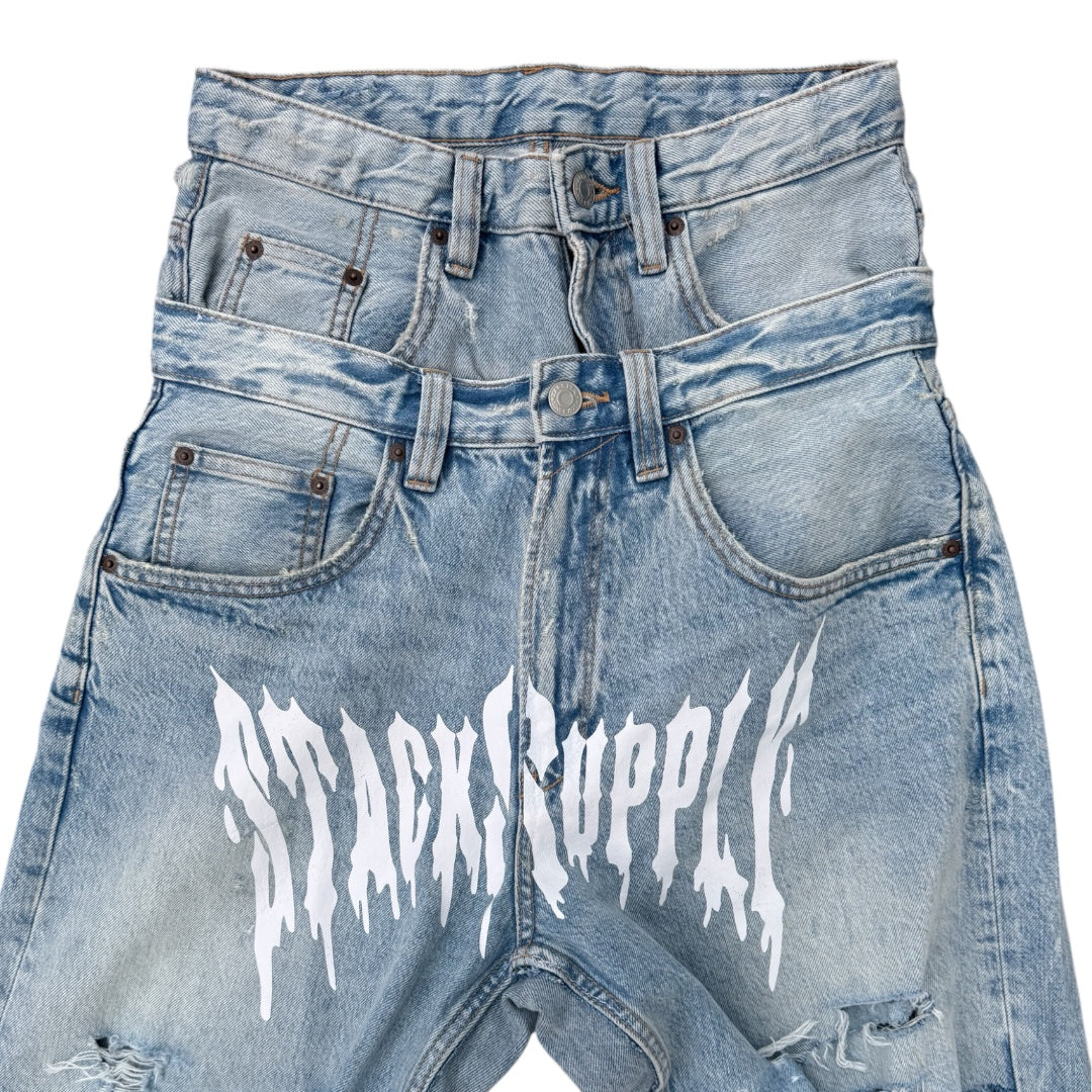 BLEACHED DISTRESSED DENIM