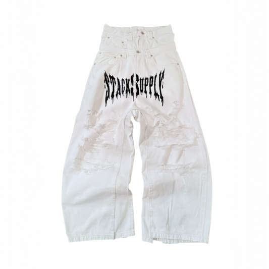 WHITE WASHED DISTRESSED DENIM