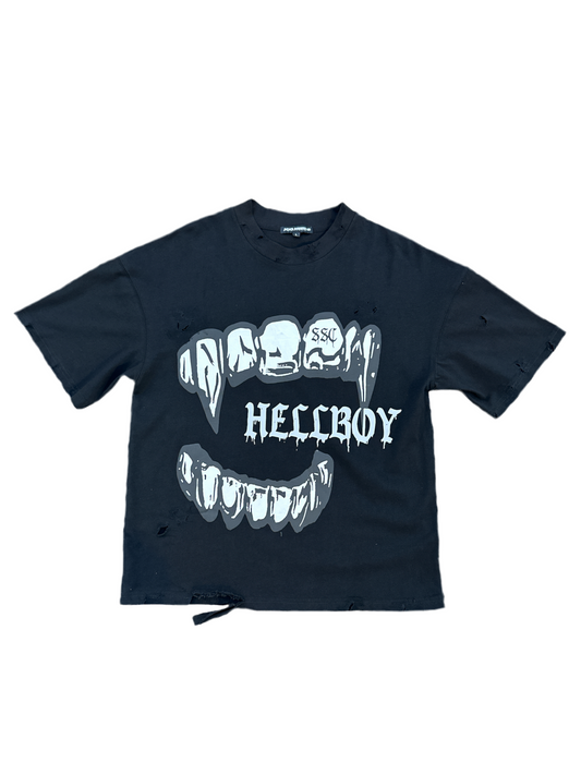 DISTRESSED BLACK HELLBOY TEE