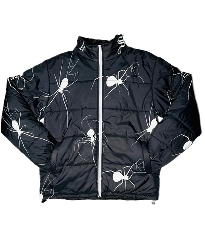 BLACK SPIDER PUFFER JACKET