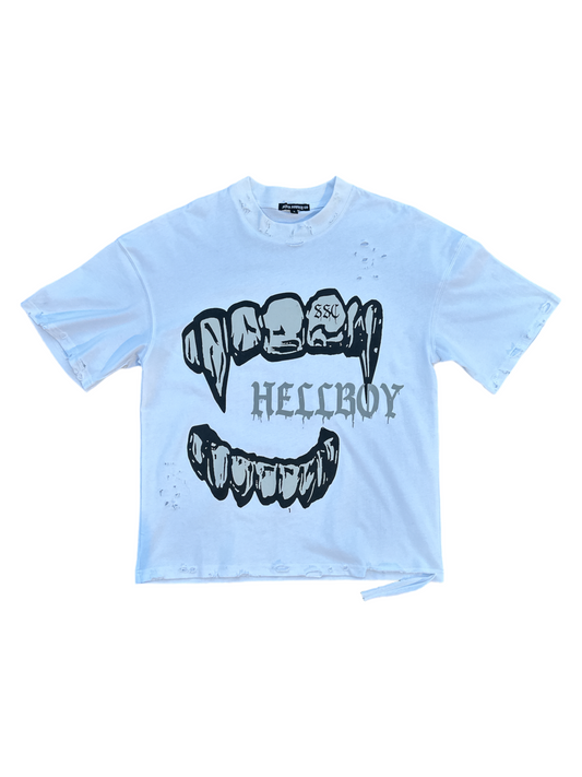DISTRESSED WHITE HELLBOY TEE