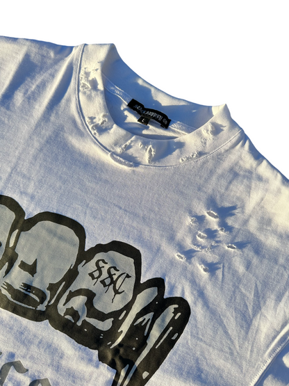 DISTRESSED WHITE HELLBOY TEE