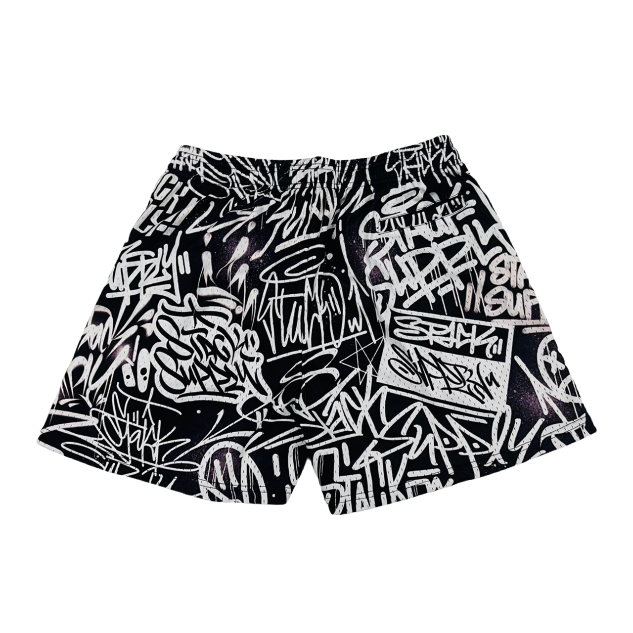 BLACK GRAFFITI LOGO SHORTS