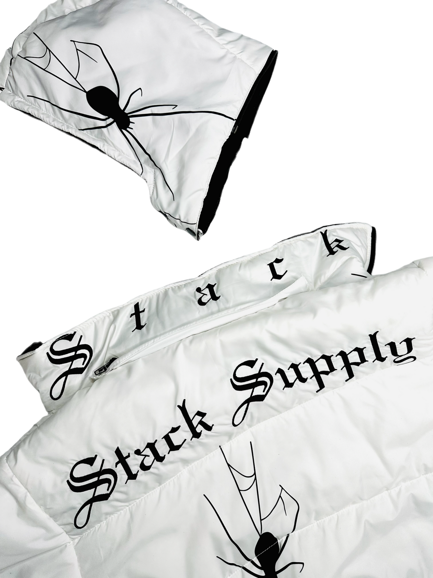 WHITE SPIDER PUFFER JACKET