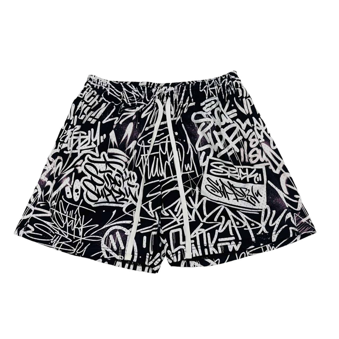 BLACK GRAFFITI LOGO SHORTS