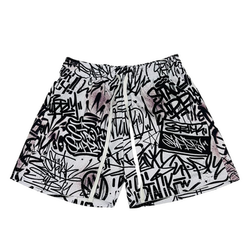 WHITE GRAFFITI LOGO SHORTS