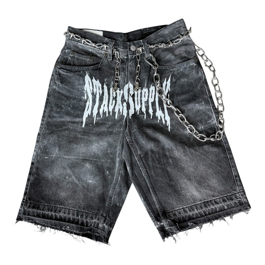 DEATH STAIN DENIM SHORTS