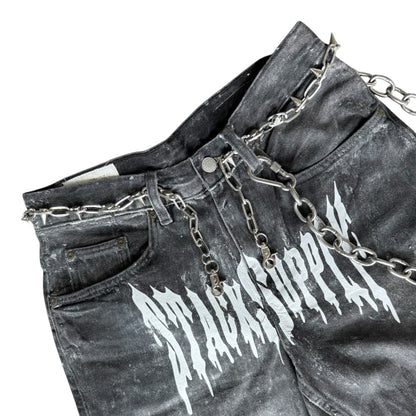 DEATH STAIN DENIM SHORTS