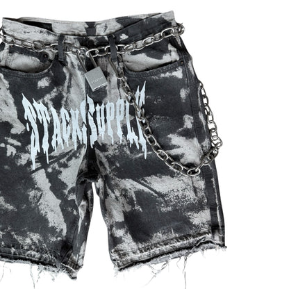 CHAIN SMOKE DENIM SHORTS