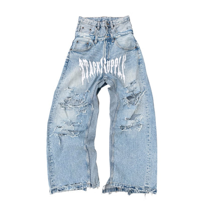 BLEACHED DISTRESSED DENIM