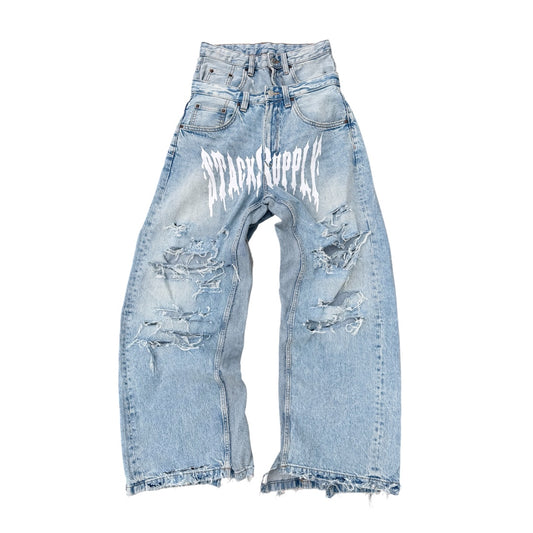 BLEACHED DISTRESSED DENIM