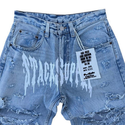 BLEACHED DISTRESSED DENIM