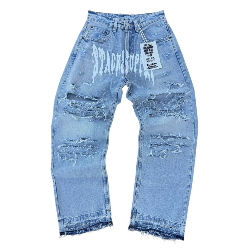 BLEACHED DISTRESSED DENIM