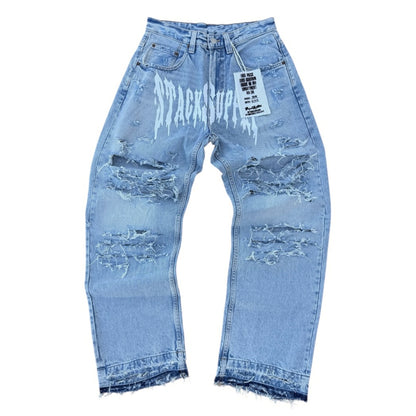BLEACHED DISTRESSED DENIM