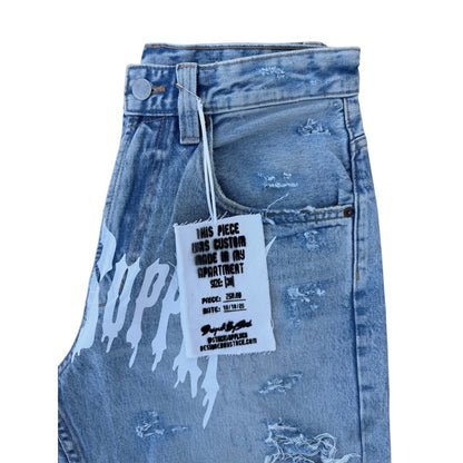 BLEACHED DISTRESSED DENIM